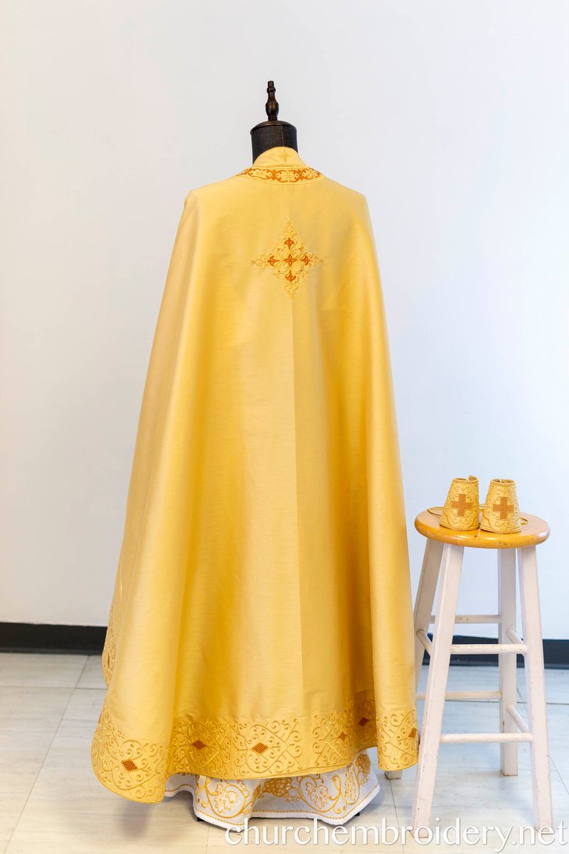 Fully-Embroidered Orthodox Priest Vestments Set — Gold-Brown Silk | Complete L — photo 5