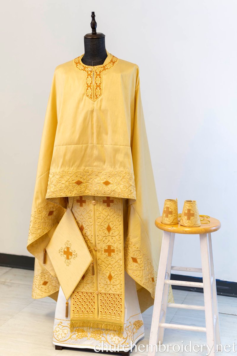 Fully-Embroidered Orthodox Priest Vestments Set — Gold-Brown Silk | Complete L — photo 6
