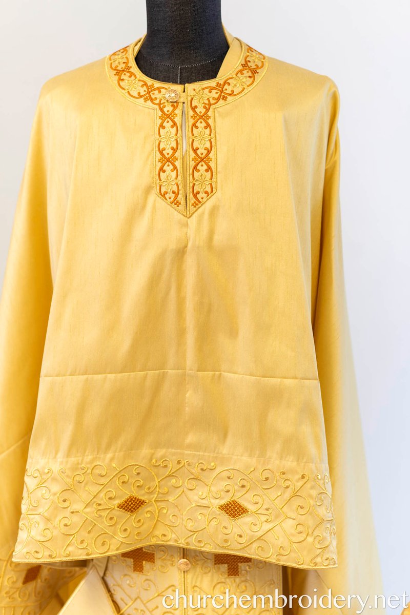 Fully-Embroidered Orthodox Priest Vestments Set — Gold-Brown Silk | Complete L — photo 7