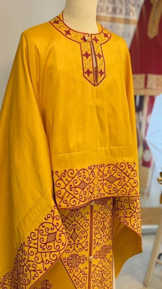 Fully-Embroidered Orthodox Priest Vestments Set — Gold-Red Silk | Complete L — photo 4