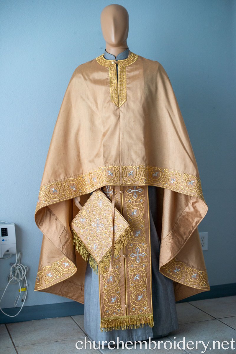 Fully Embroidered Orthodox Priest Vestments Set, ,Gold Silver