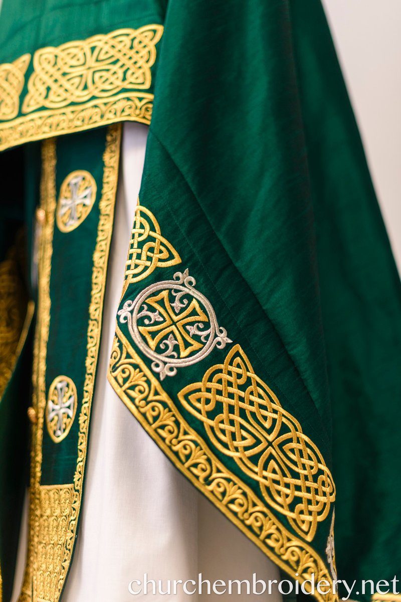 Fully Embroidered Orthodox Priest Vestments Set,  Green Lime Gold — photo 12