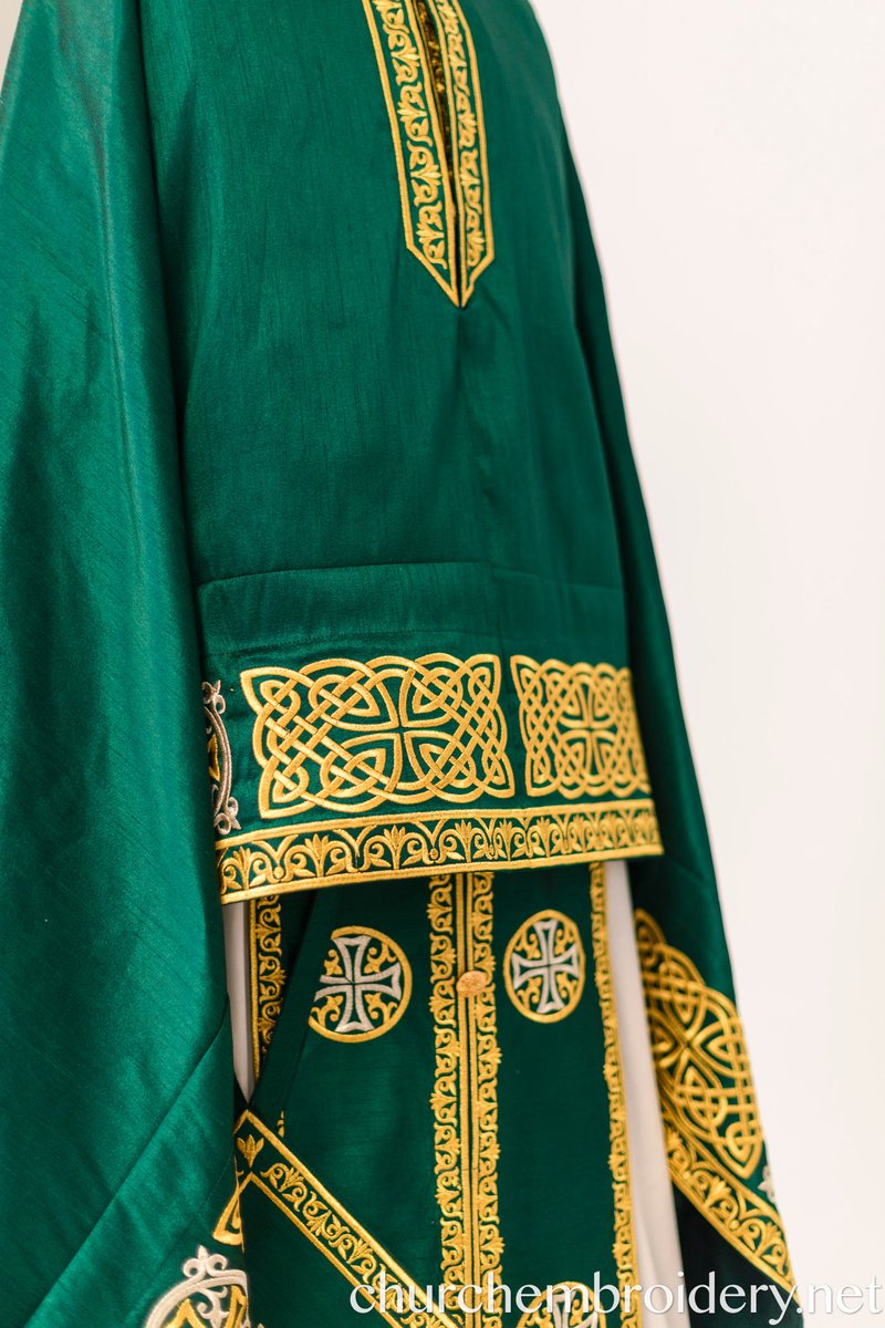 Fully Embroidered Orthodox Priest Vestments Set,  Green Lime Gold — photo 14