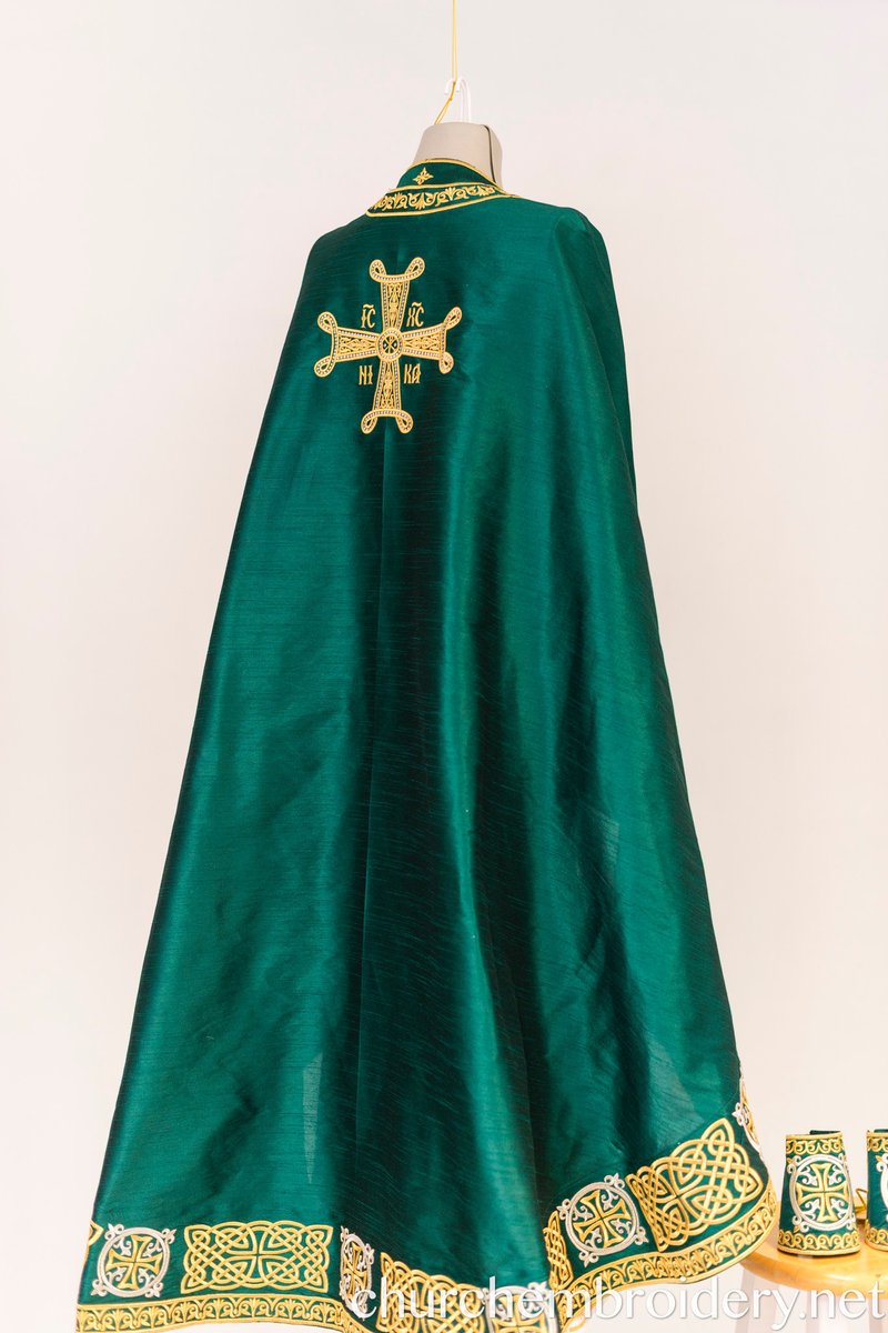 Fully Embroidered Orthodox Priest Vestments Set,  Green Lime Gold — photo 15