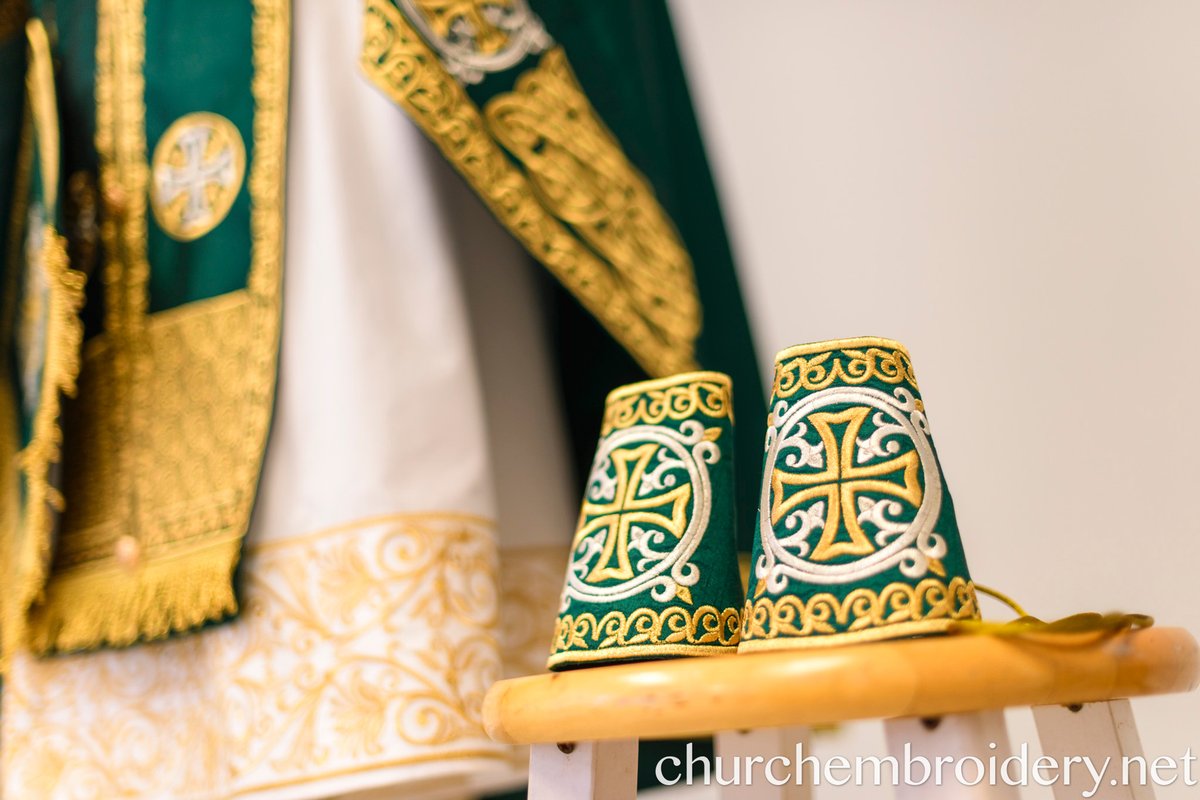 Fully Embroidered Orthodox Priest Vestments Set,  Green Lime Gold — photo 3