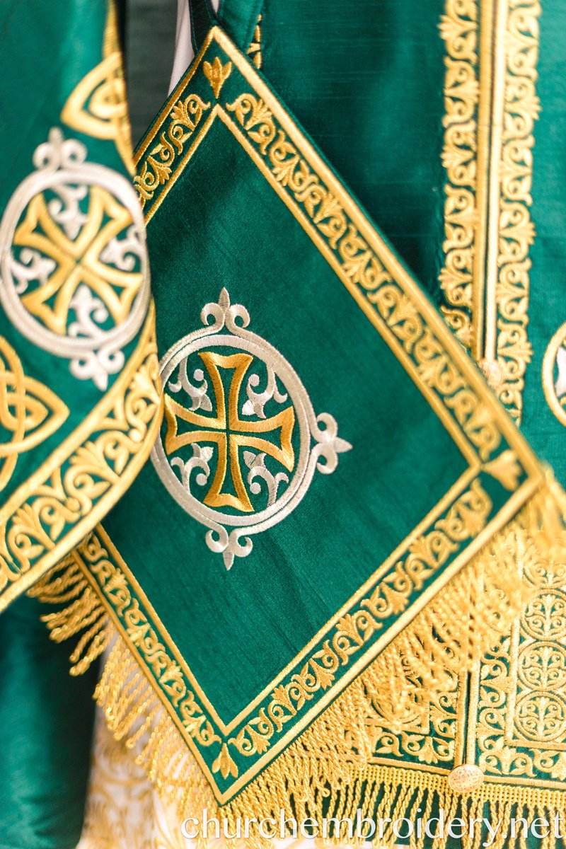 Fully Embroidered Orthodox Priest Vestments Set,  Green Lime Gold — photo 5