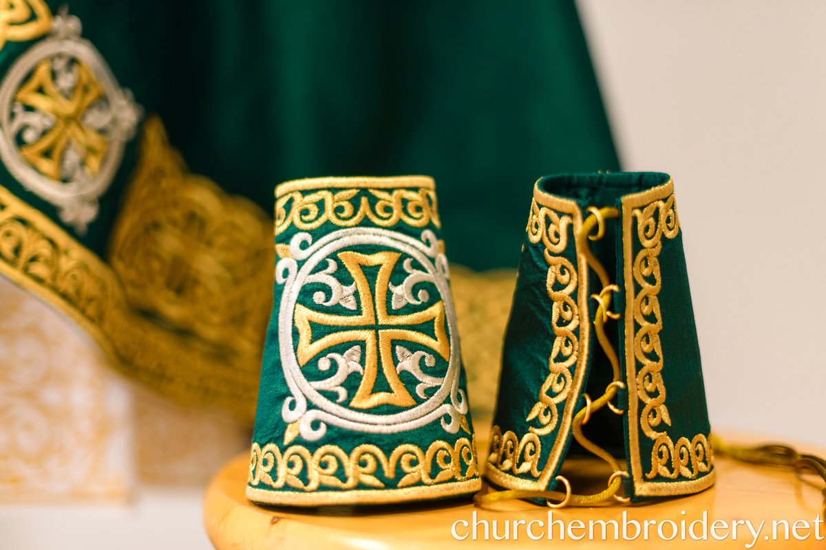 Fully Embroidered Orthodox Priest Vestments Set,  Green Lime Gold — photo 6