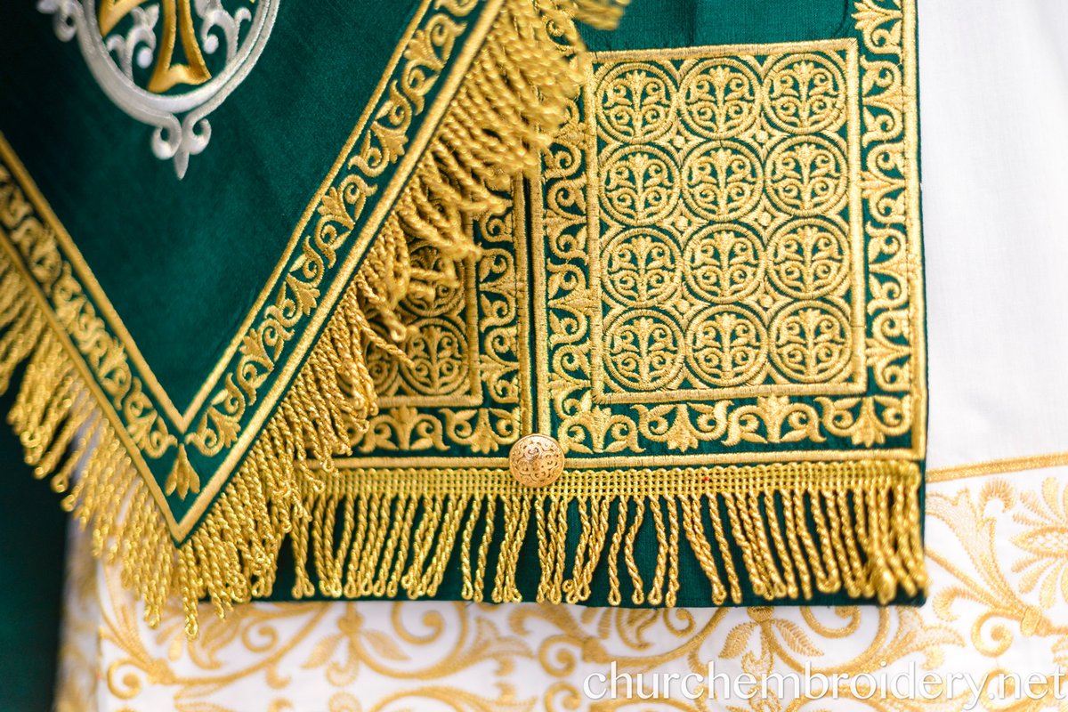 Fully Embroidered Orthodox Priest Vestments Set,  Green Lime Gold — photo 8