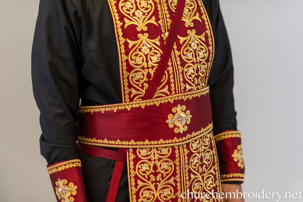 Fully Embroidered Orthodox Priest Vestments Set,  Red-Gold — photo 4