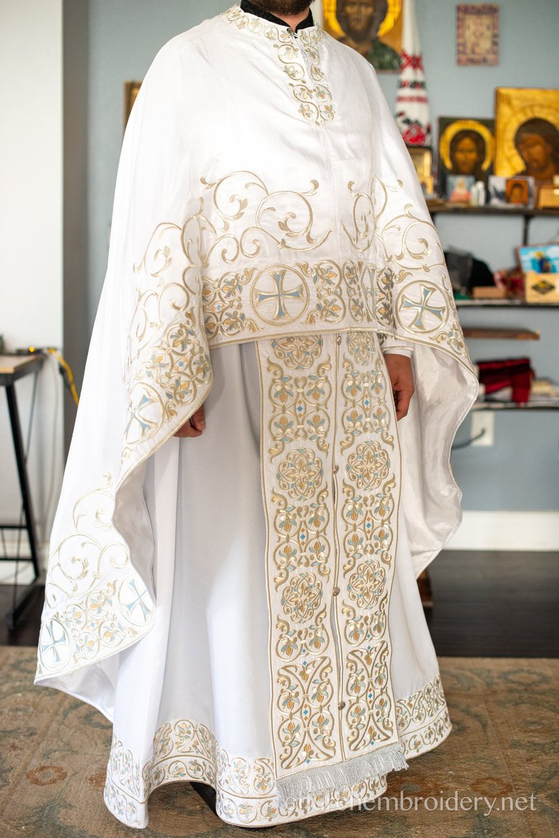 Fully Embroidered Orthodox Priest Vestments Set - White — photo 2