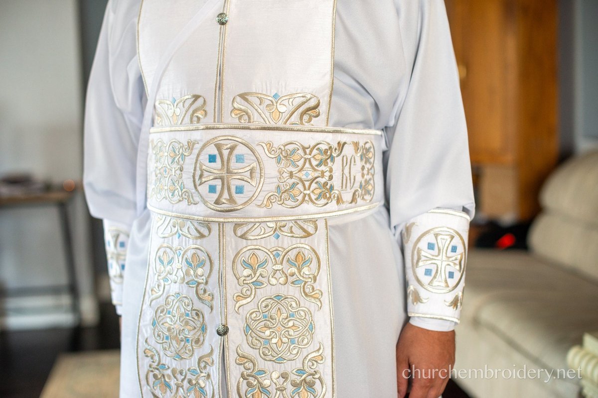 Fully Embroidered Orthodox Priest Vestments Set - White — photo 3