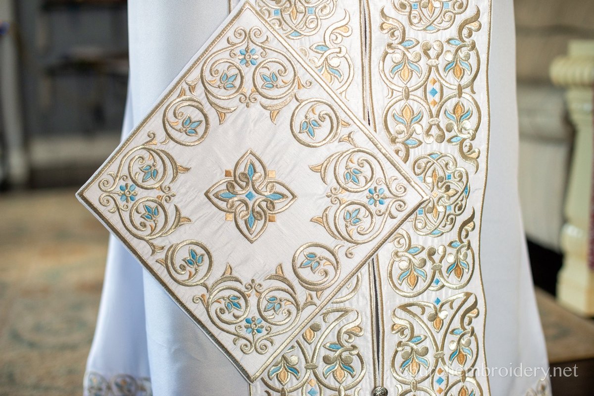 Fully Embroidered Orthodox Priest Vestments Set - White — photo 4