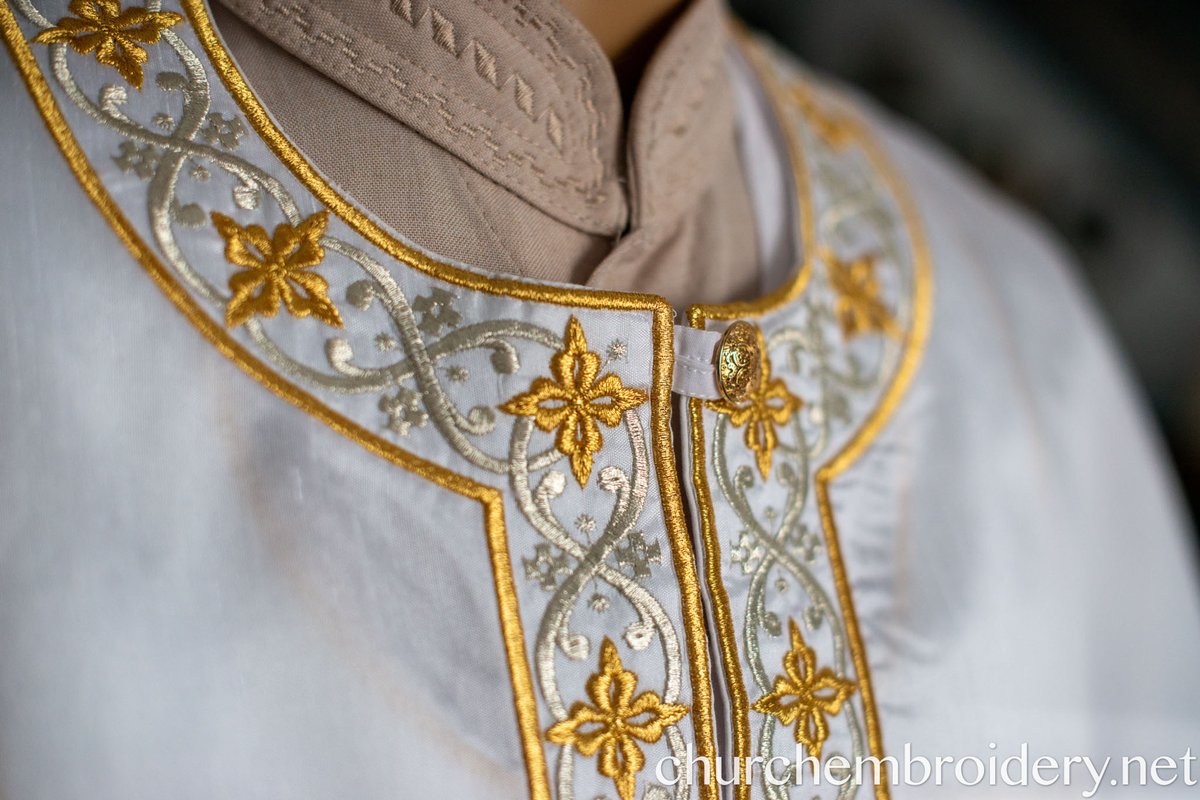 Fully Embroidered Orthodox Priest Vestments Set, White,Gold Silver — photo 2