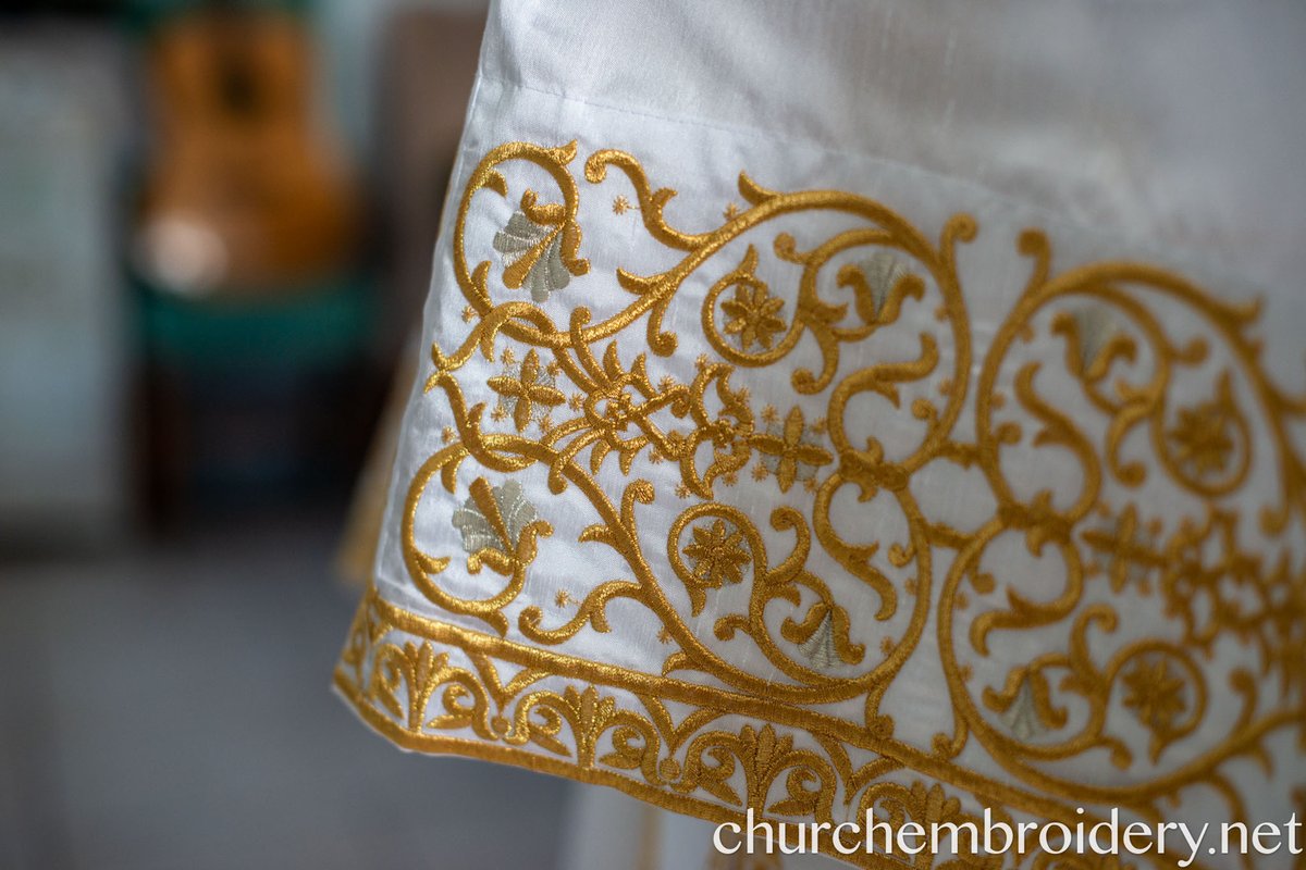 Fully Embroidered Orthodox Priest Vestments Set, White,Gold Silver — photo 3