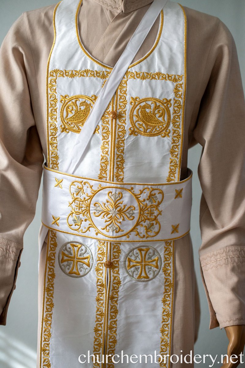 Fully Embroidered Orthodox Priest Vestments Set, White,Gold Silver — photo 5