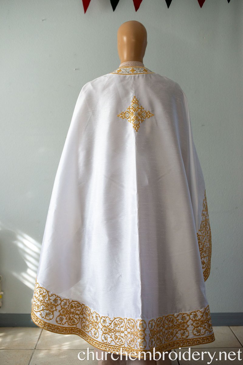 Fully Embroidered Orthodox Priest Vestments Set, White,Gold Silver — photo 6