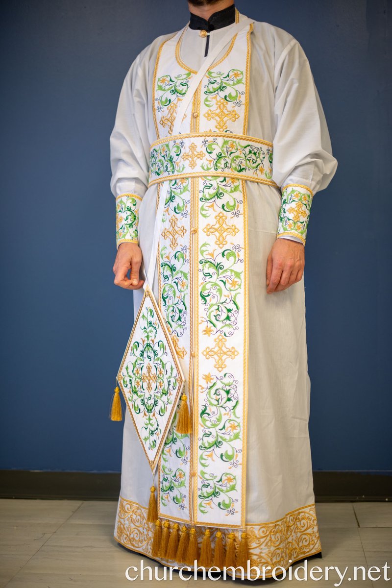 Fully Embroidered Orthodox Priest Vestments Set,  Green Lime Gold — photo 10