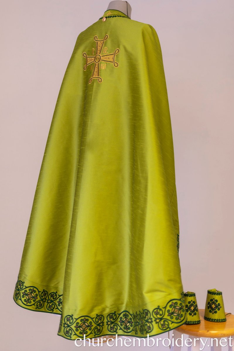 Fully Embroidered Orthodox Priest Vestments Set,  Green Lime Gold — photo 15