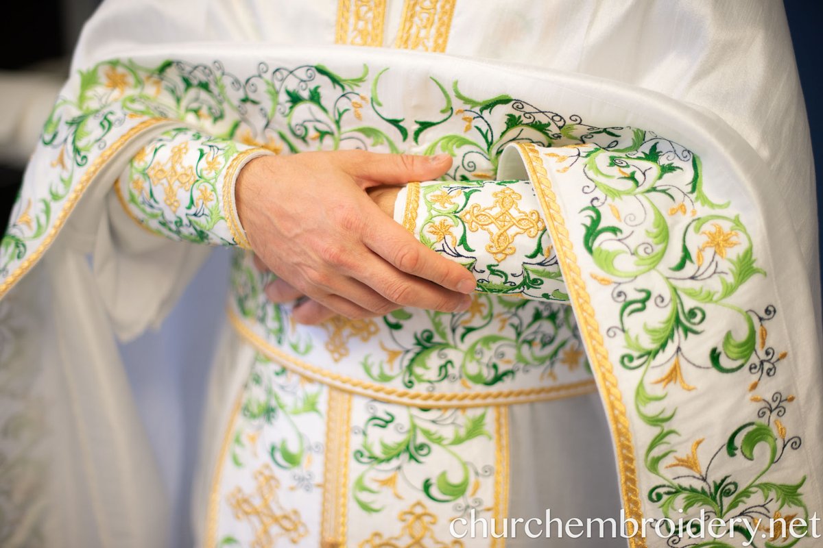 Fully Embroidered Orthodox Priest Vestments Set,  Green Lime Gold