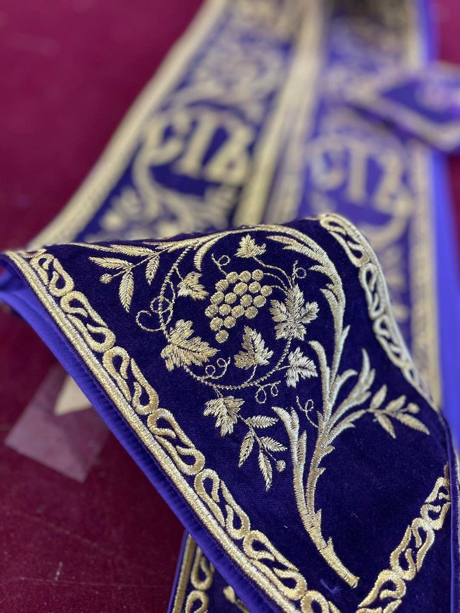 fully embroidered protodeacon  double orarion with cuffs