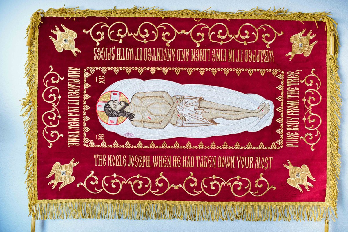 Fully embroidered shroud of Christ, medium. 35x40 — photo 2