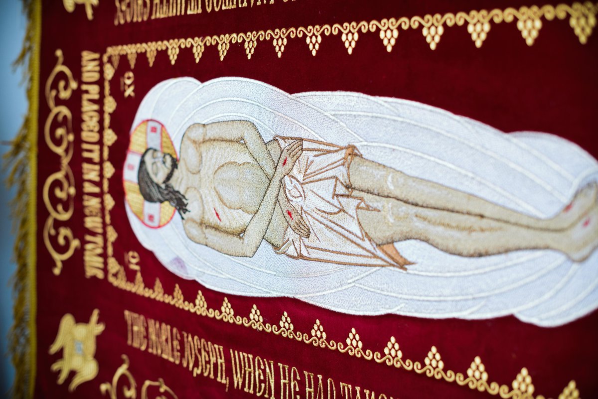 Fully embroidered shroud of Christ, medium. 35x40 — photo 4