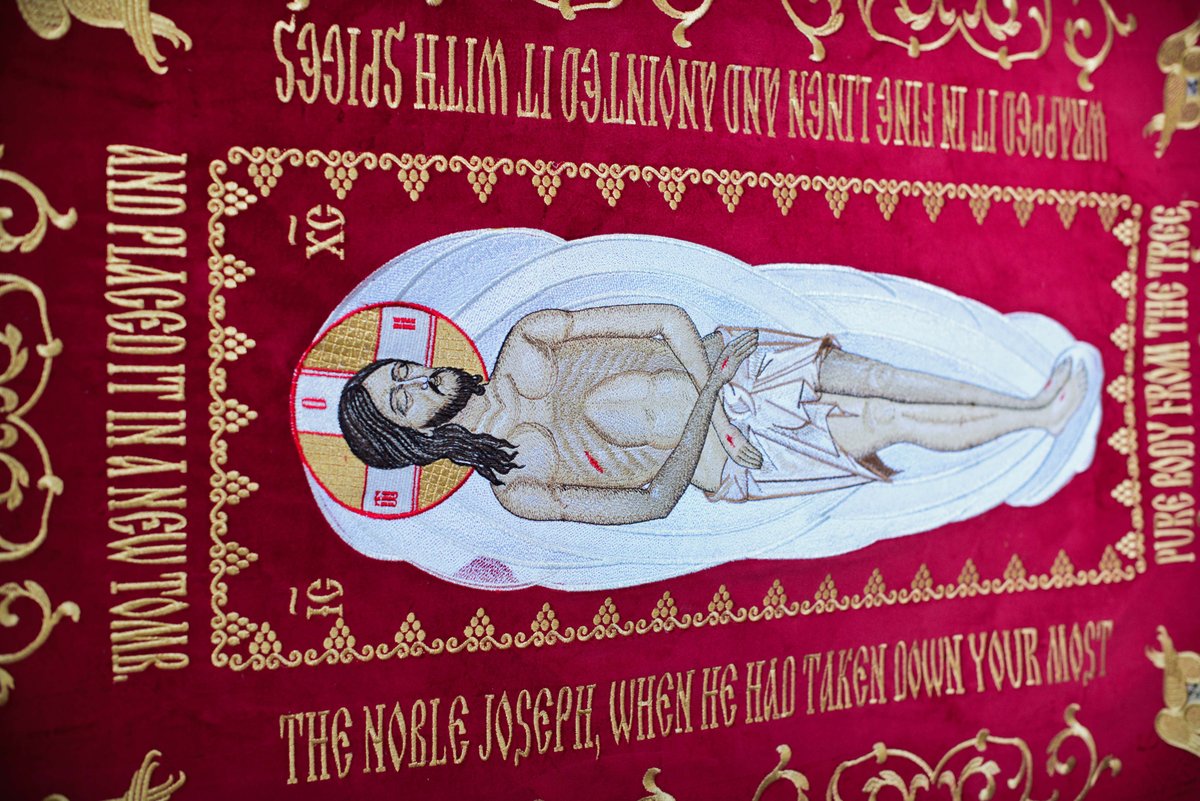 Fully embroidered shroud of Christ, medium. 35x40