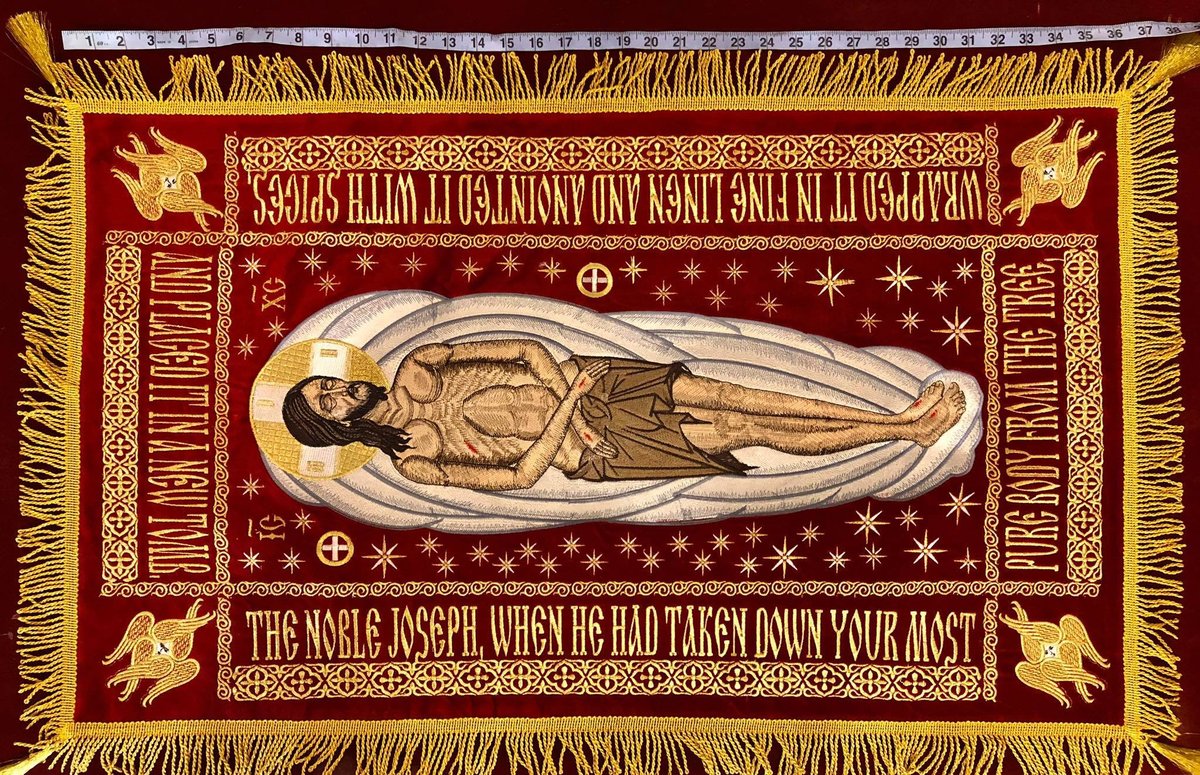 Fully embroidered shroud of Christ, small 25x36, 40x30 — photo 8