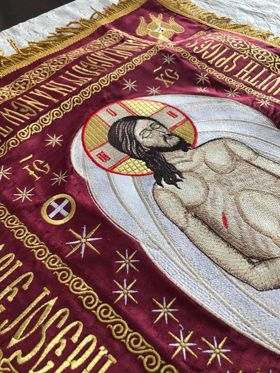 Fully embroidered shroud of Christ, small 25x36, 40x30
