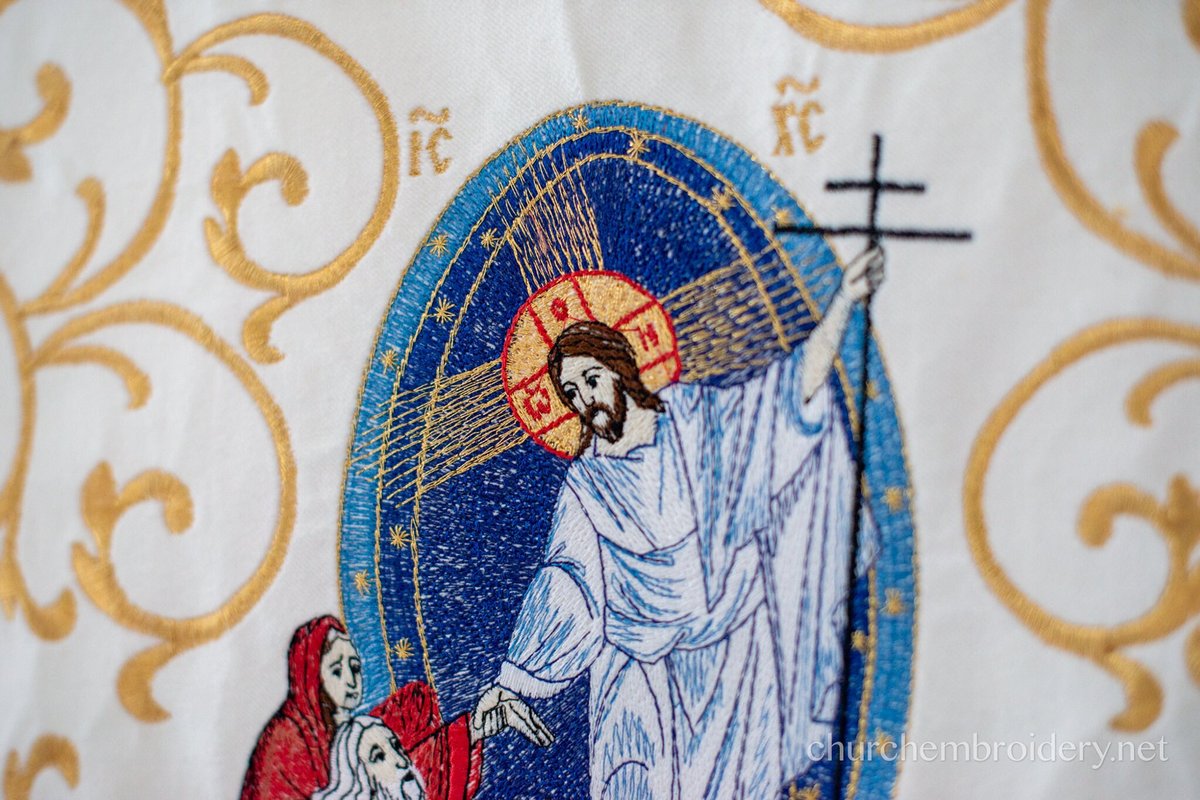 Fully Embroidered Velvet Cotton Analogion Cover with Icon of the Resurrection of — photo 2