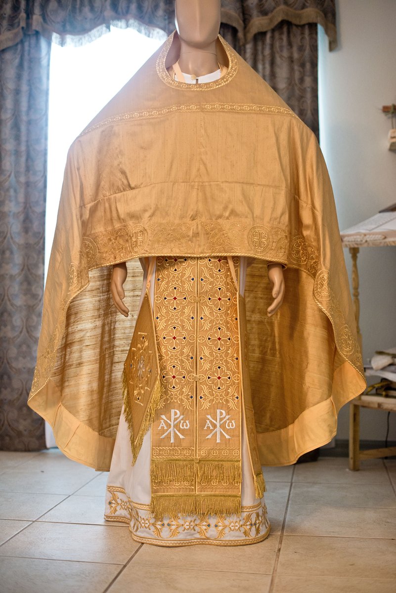 Gold  full embroidered  vestments priest set russian style — photo 4