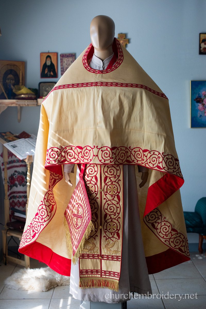 Gold Red  fully embroidered  vestments priest set Russian style — photo 7