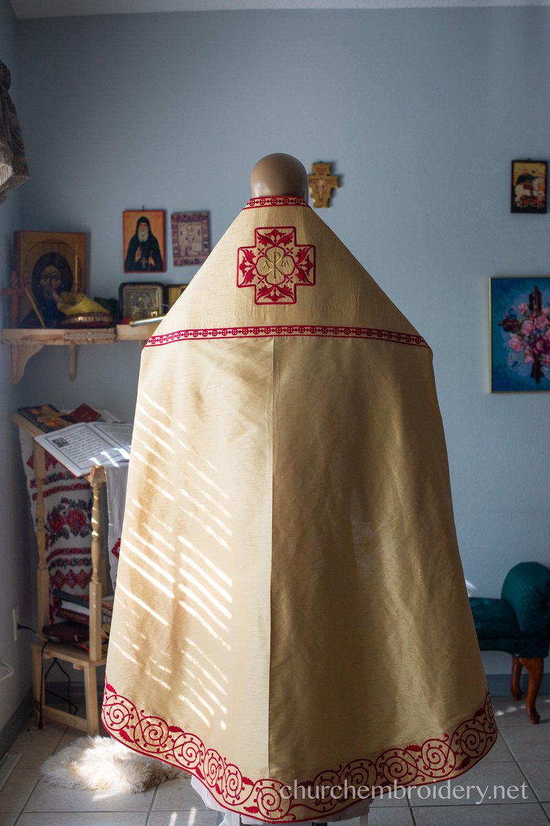 Gold Red  fully embroidered  vestments priest set Russian style