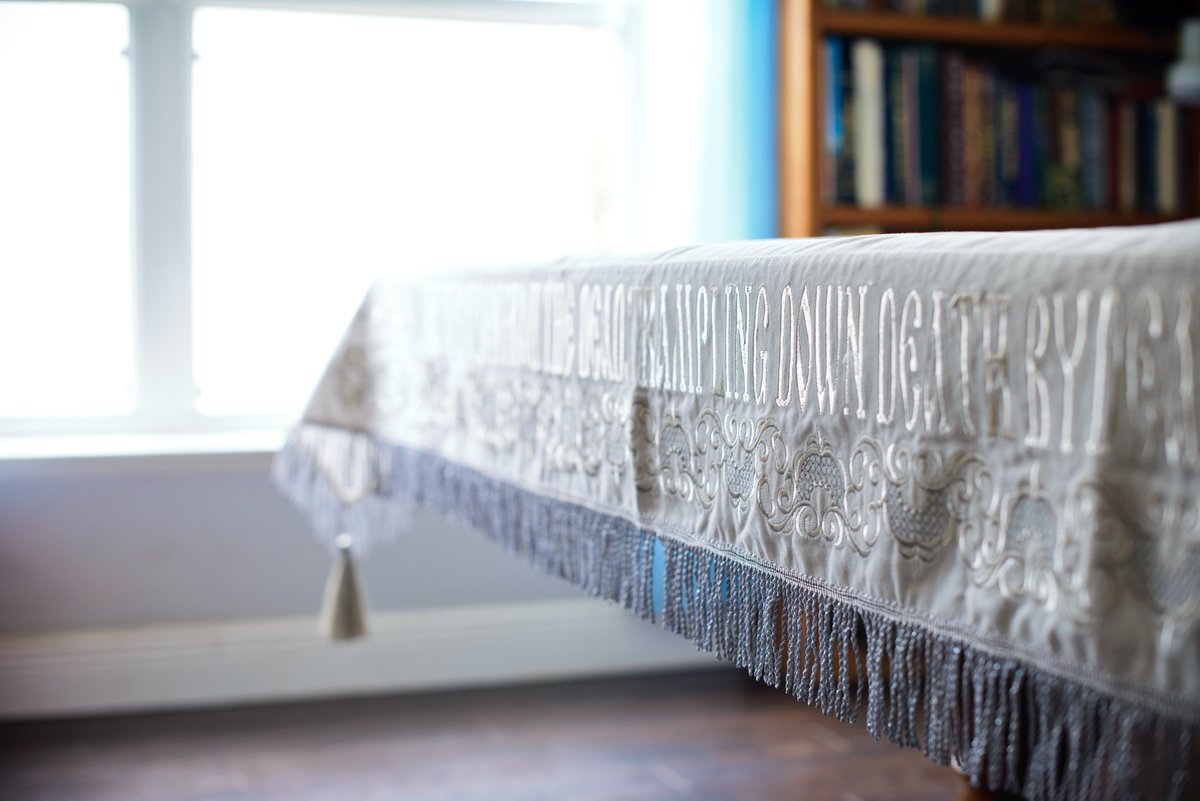 Holy table cover white silver — photo 4