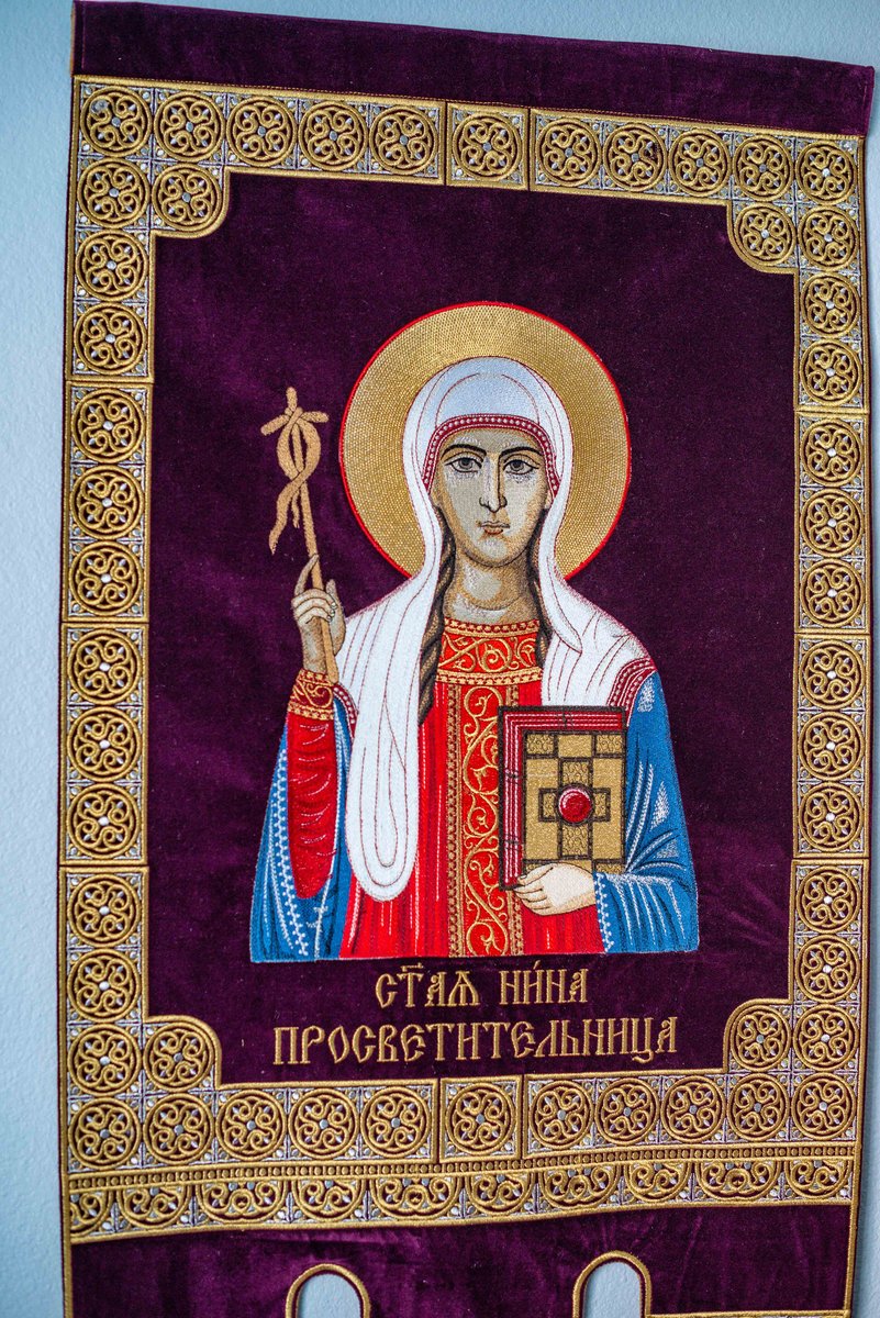 Large Fully embroidered banner with the icon of st. Nina — photo 13