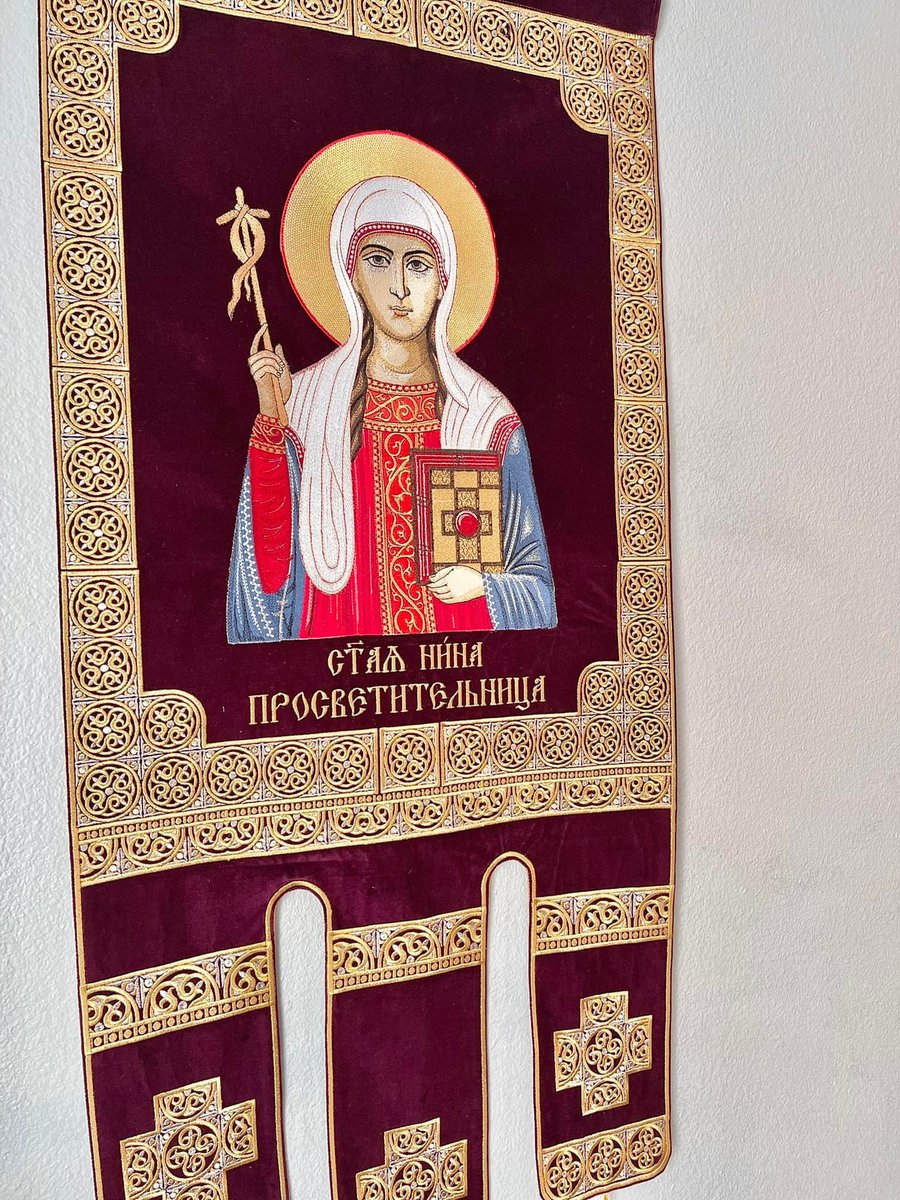Large Fully embroidered banner with the icon of st. Nina — photo 2
