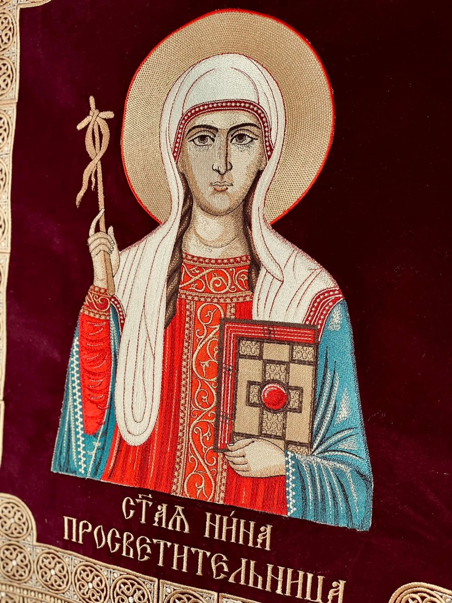 Large Fully embroidered banner with the icon of st. Nina — photo 5