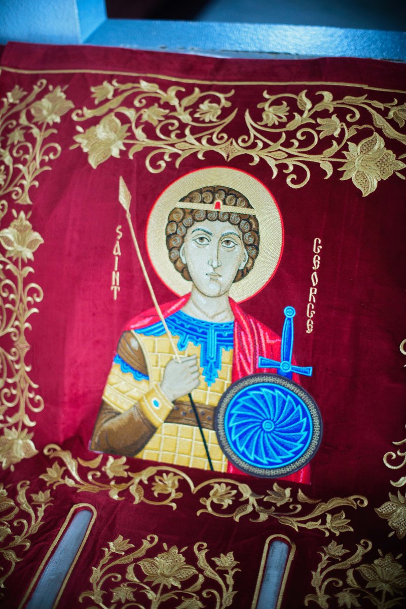 Large Fully embroidered church banner 31x47 with the st. George Icon — photo 5