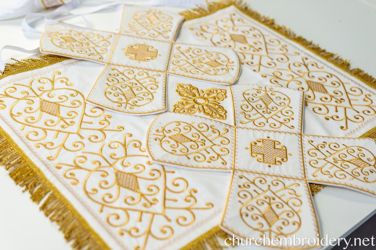 Orthodox Chalice Covers Set  Gold  Fully Embroidered White-Gold — photo 2
