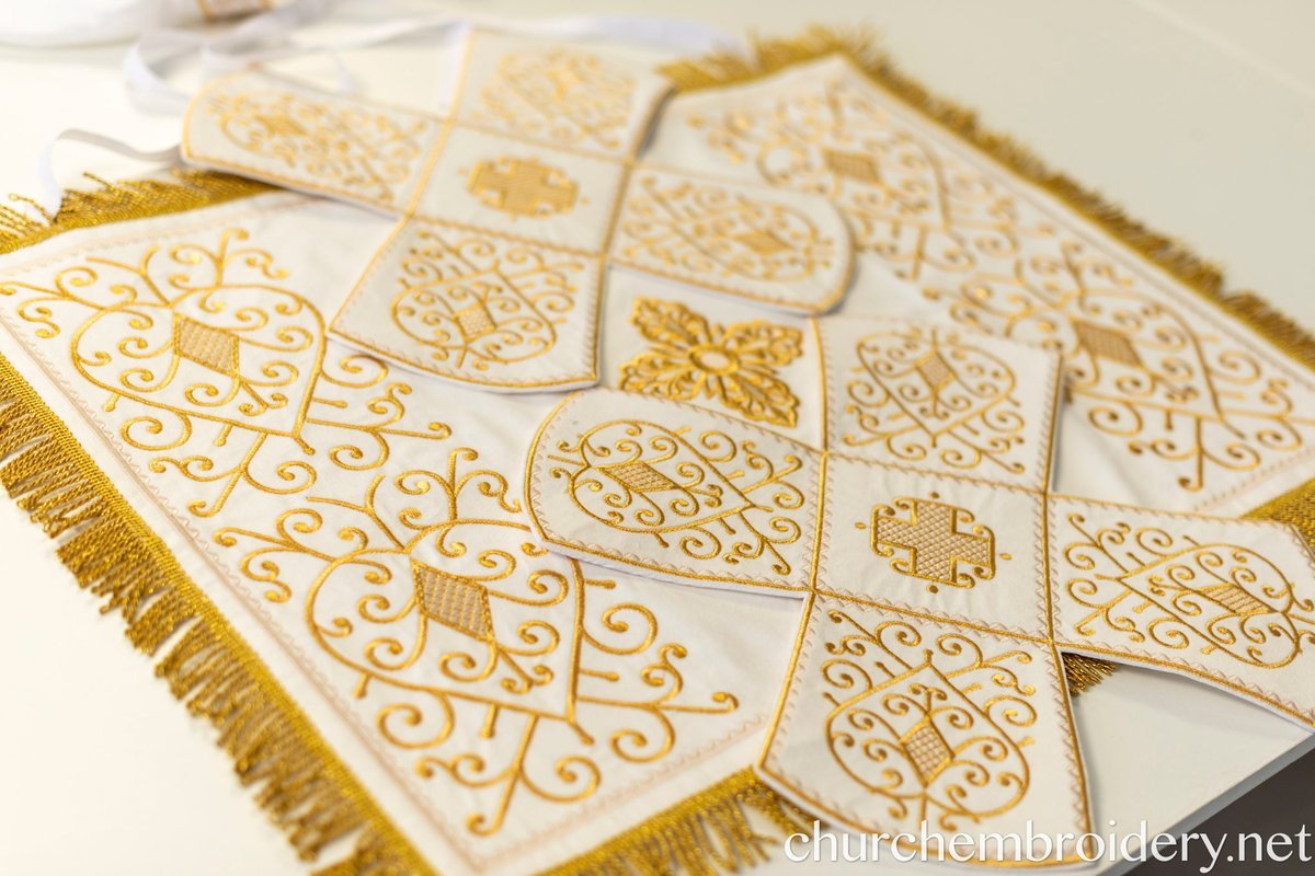 Orthodox Chalice Covers Set  Gold  Fully Embroidered White-Gold — photo 3