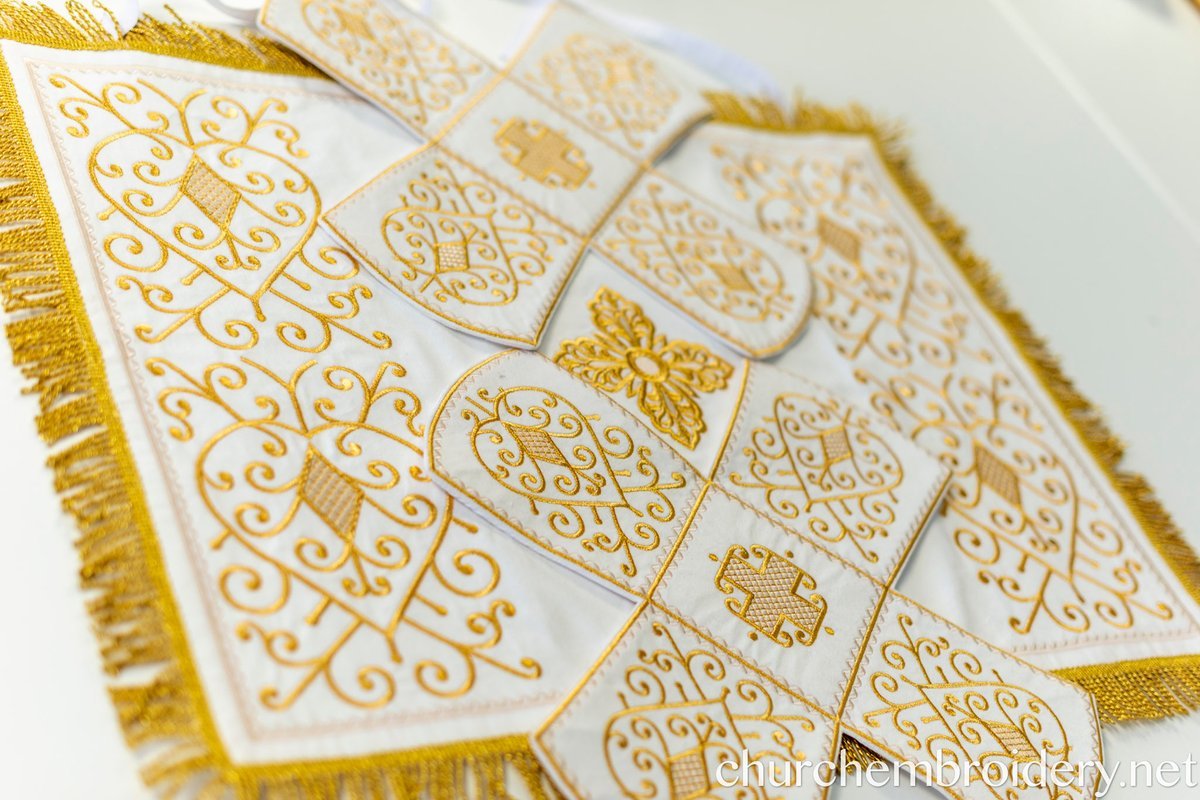 Orthodox Chalice Covers Set  Gold  Fully Embroidered White-Gold — photo 4
