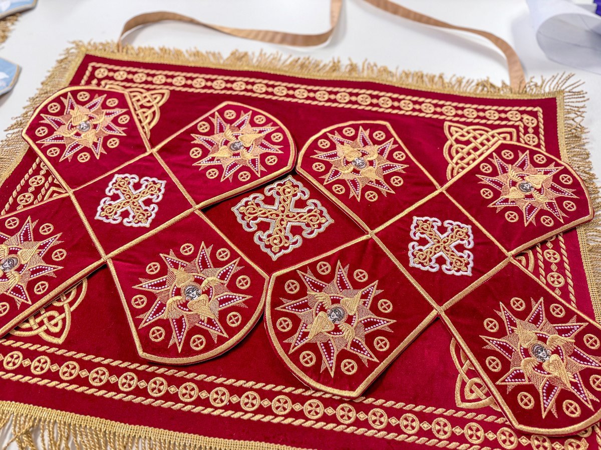 Orthodox Chalice Covers Set  Veils Dark-Red-Gold — photo 2
