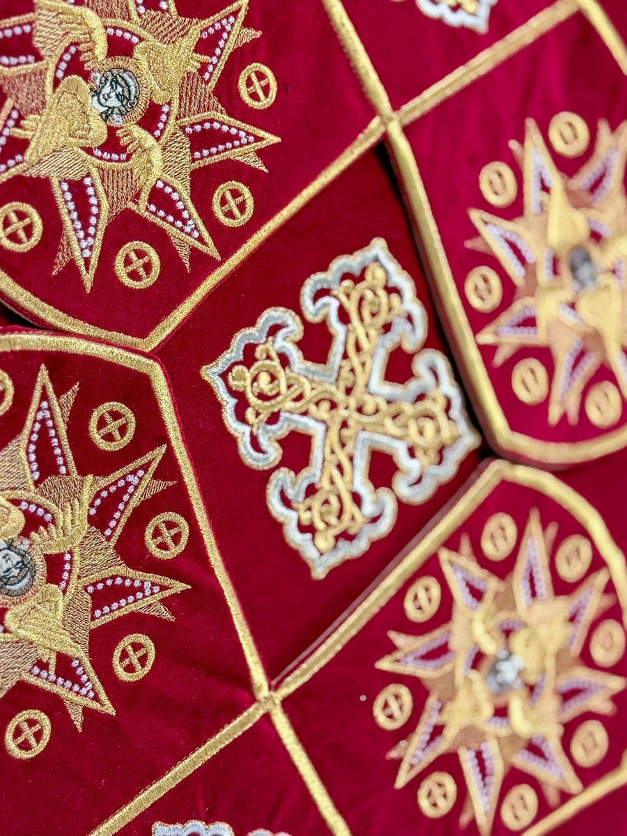 Orthodox Chalice Covers Set  Veils Dark-Red-Gold — photo 4