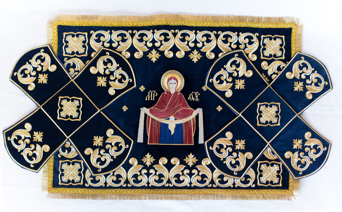 Embroidered Chalice Cover with Holy Theotokos Icon — photo 2