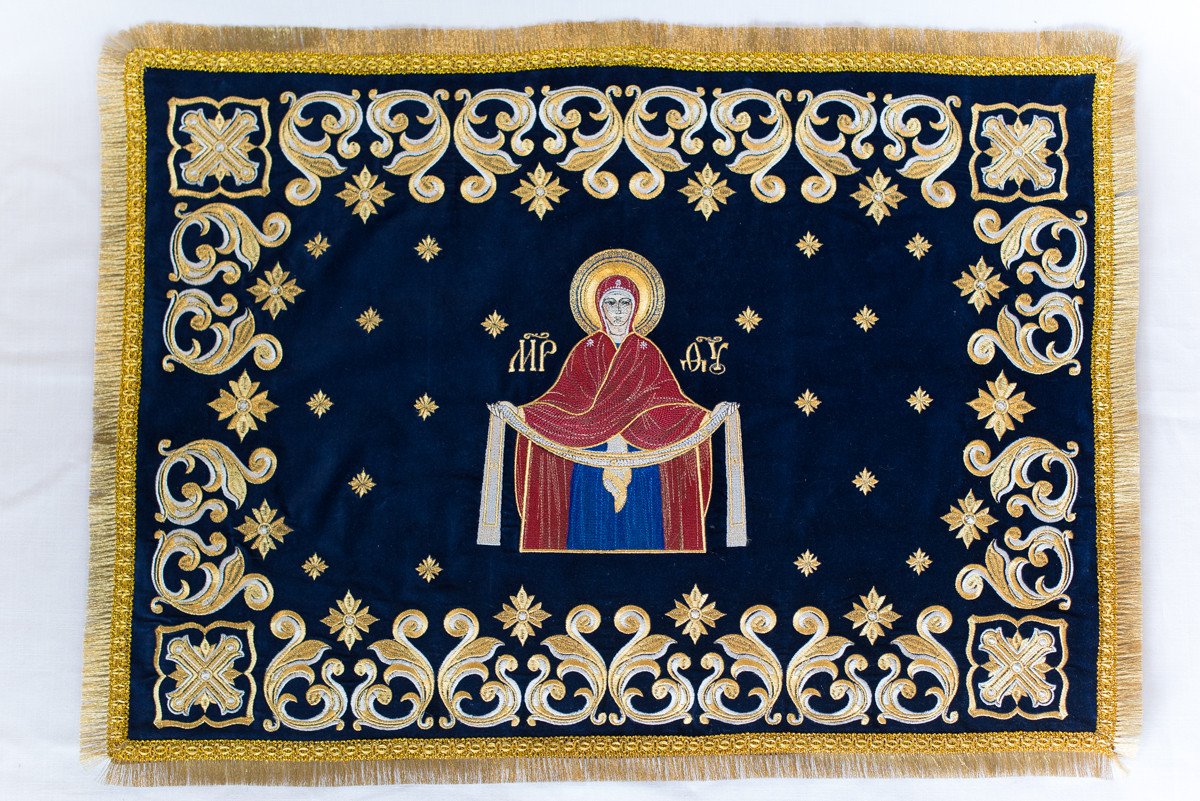 Embroidered Chalice Cover with Holy Theotokos Icon — photo 5