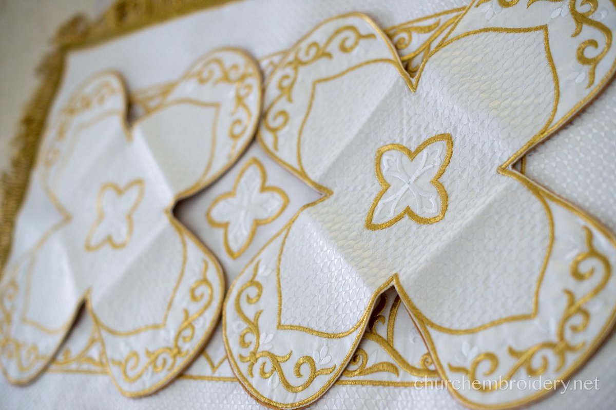 Orthodox Church Traditional Chalice Covers Set - White Gold — photo 2