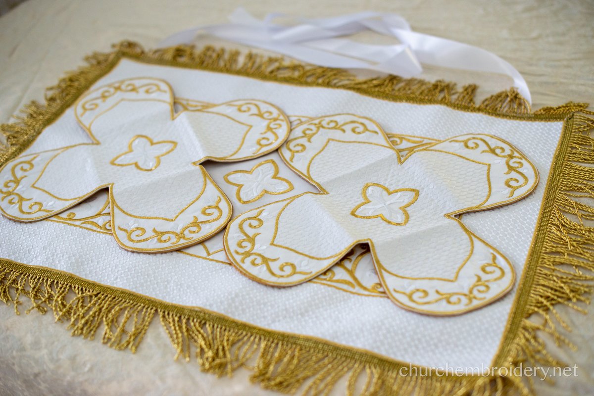 Orthodox Church Traditional Chalice Covers Set - White Gold — photo 5