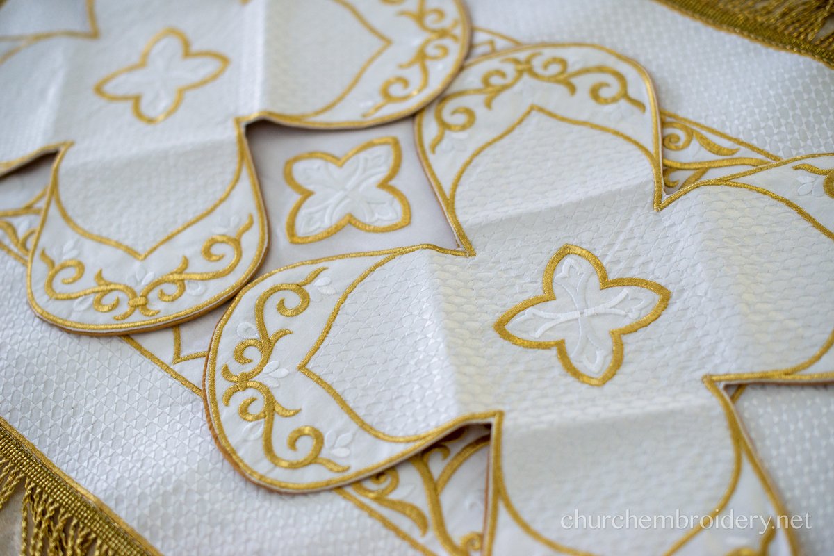 Orthodox Church Traditional Chalice Covers Set - White Gold