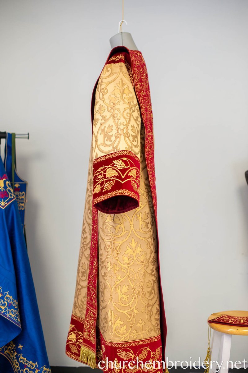 Orthodox Deacon Protodeacon Vestments set Burgundy Gold Brocade — photo 10