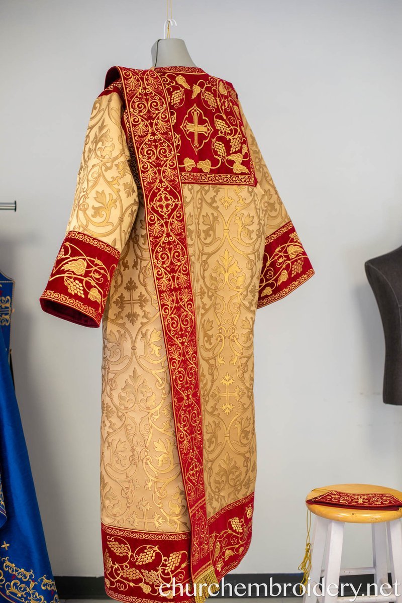 Orthodox Deacon Protodeacon Vestments set Burgundy Gold Brocade — photo 11